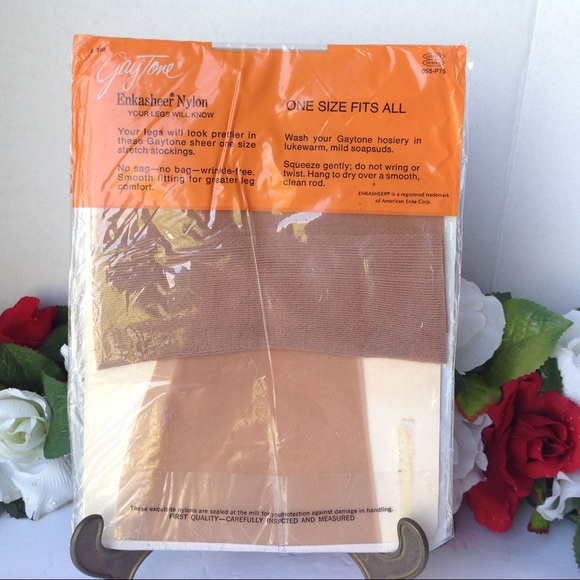Gaytone 1 pair VTG Nylon Thigh High Hosiery Stocking Suntone NWT - Picture 3 of 9